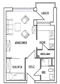 grundriss einzimmerwohnung